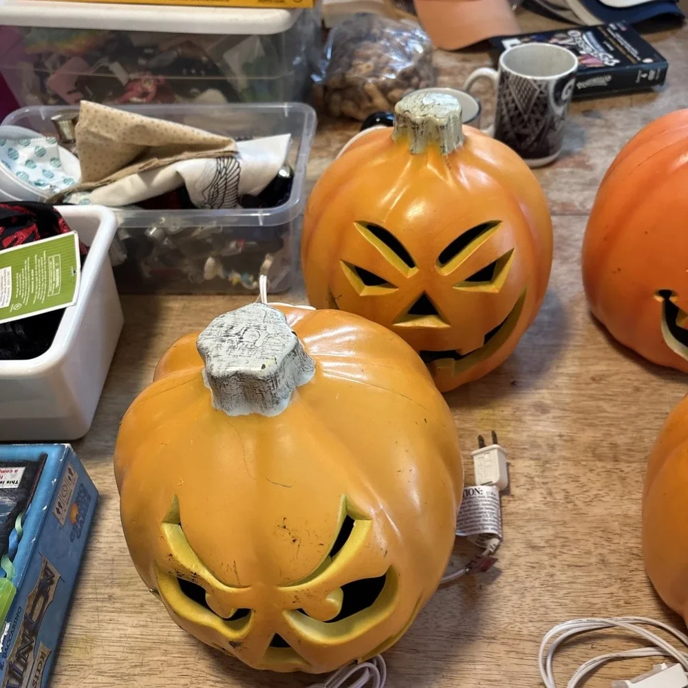 Vintage Halloween Light Up Jack O Lantern Pumpkin Lot 6 Seasons Target Decor